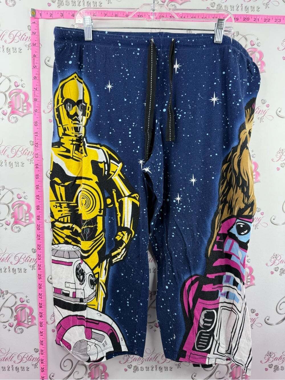 Star Wars capri pants Navy, Yellow & Pink C-3PO and Droid stars rare Bottoms